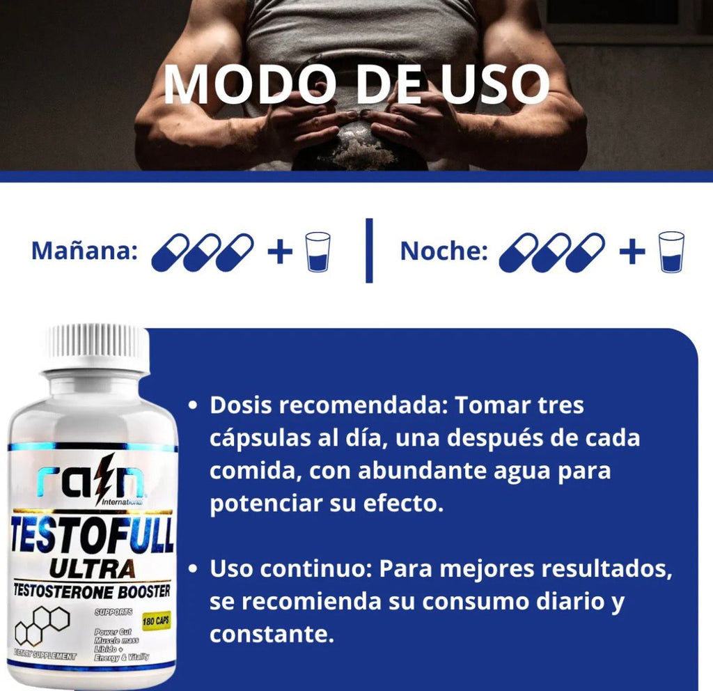 TestoFull Ultra International 180 Cápsulas – POTENCIADOR Natural DE Energía y vitalidad Masculina