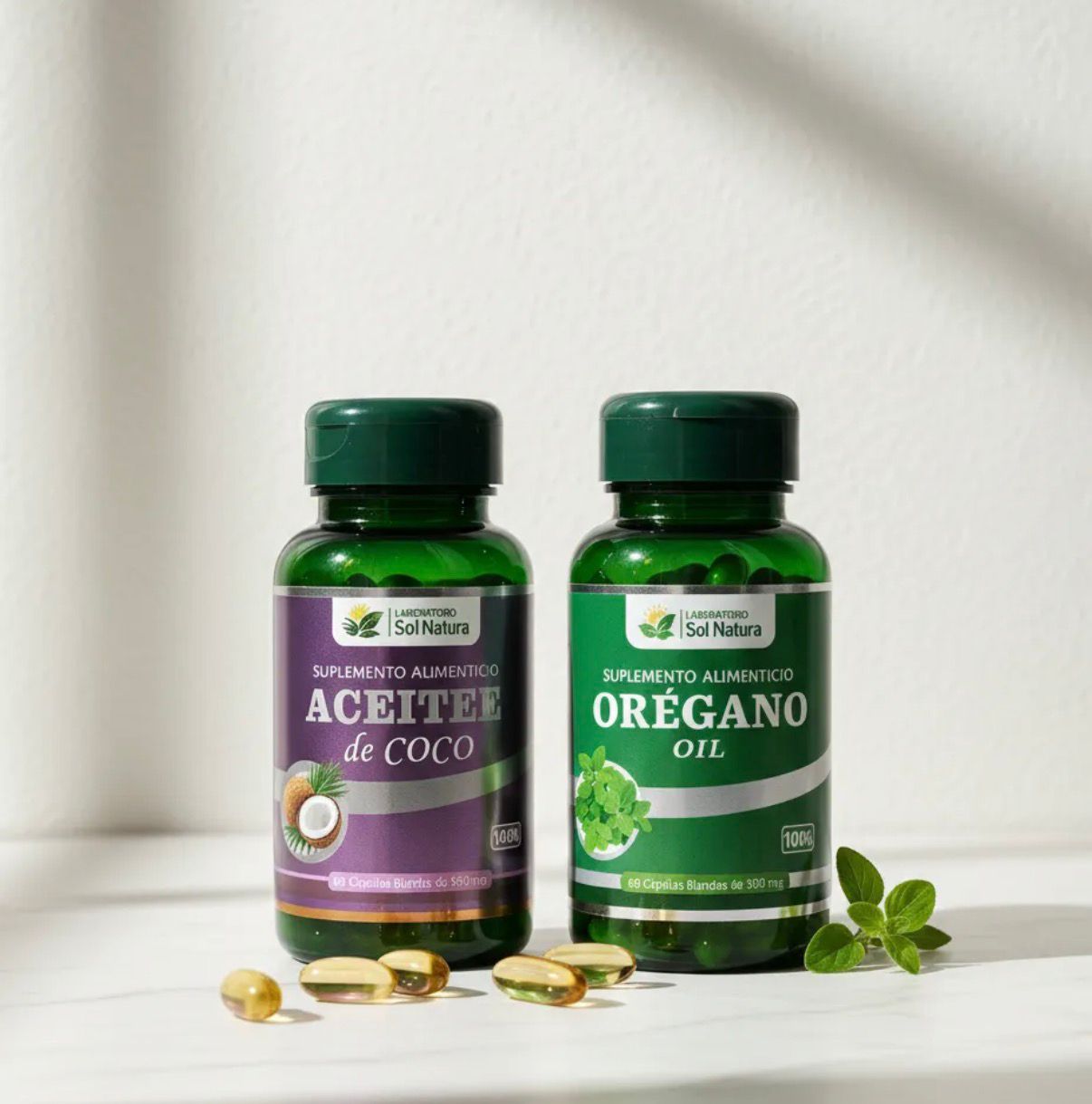 Pack Vitalidad y Defensa Natural: Aceite de Orégano + Aceite de Coco Sol Natura (120 Cápsulas Blandas)