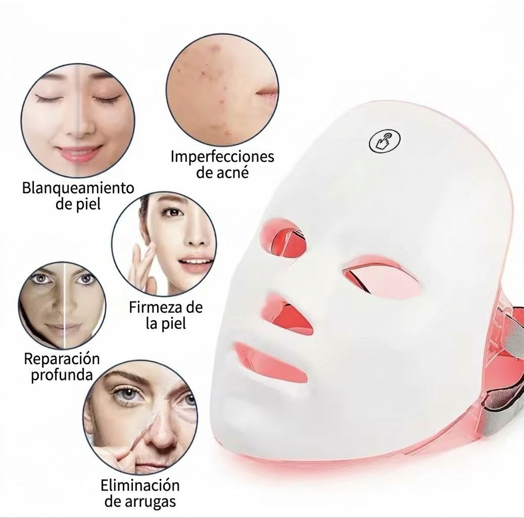 Máscara Facial LED Pro 7 Colores + Serum Facial de Regalo | Spa Facial Profesional en Casa