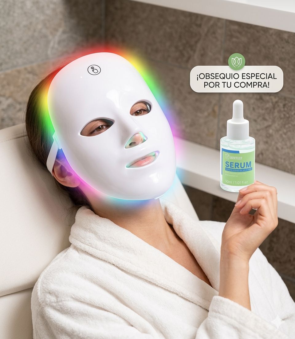 Máscara Facial LED Pro 7 Colores + Serum Facial de Regalo | Spa Facial Profesional en Casa