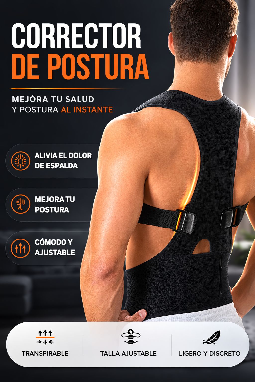 Corrector de Postura Ajustable Unisex | Soporte de Espalda Cómodo y Discreto